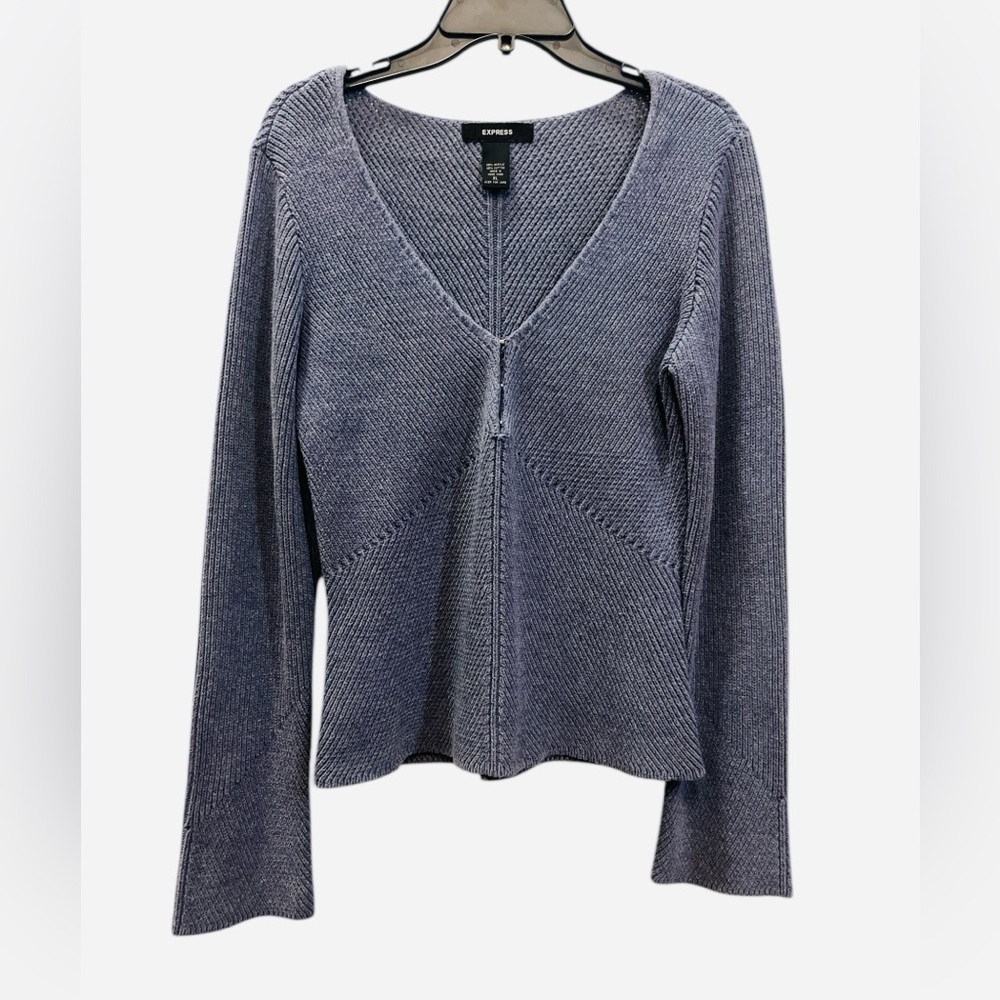 Express Lilac/Grayish V-Neck Sweater Size XL